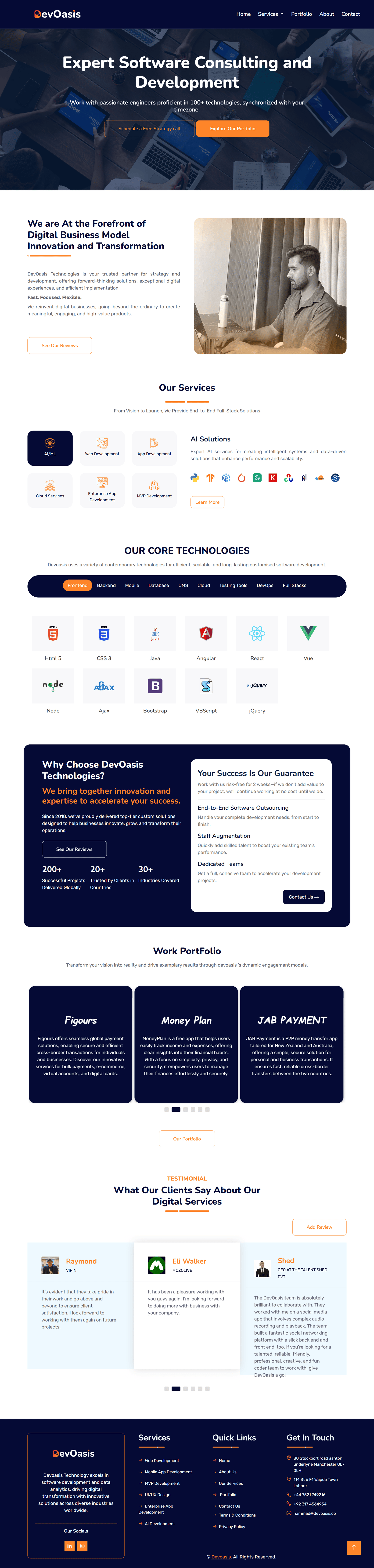Devoasis Technologies - Web Development Project